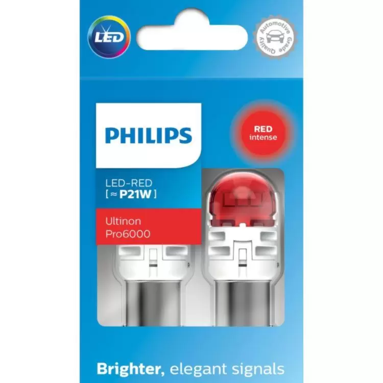 Philips Ultinon Pro6000 Red LED P21W Car Bulbs