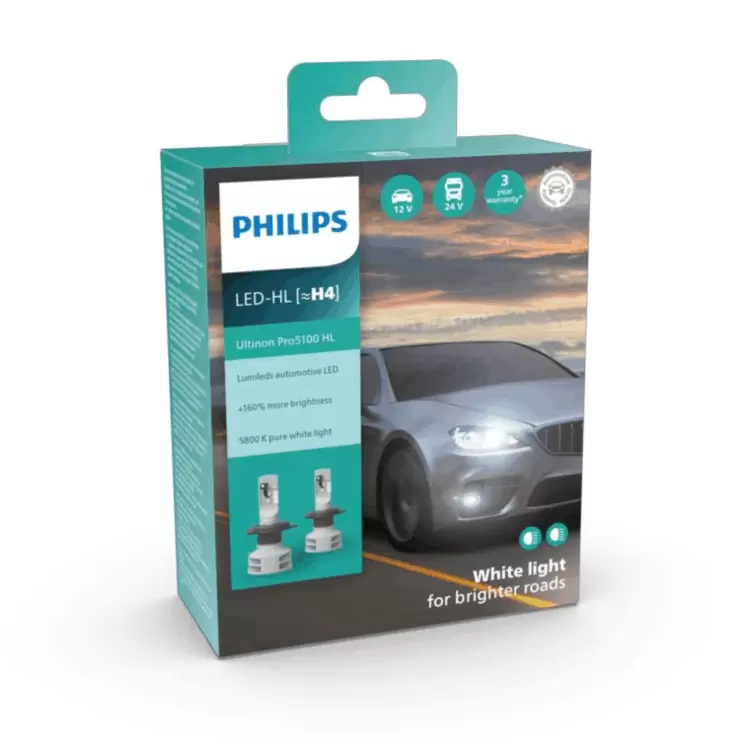 Philips-Ampoule LED H4 9003 Ultinon Essential, Gen2, 12V, 24V, 21W