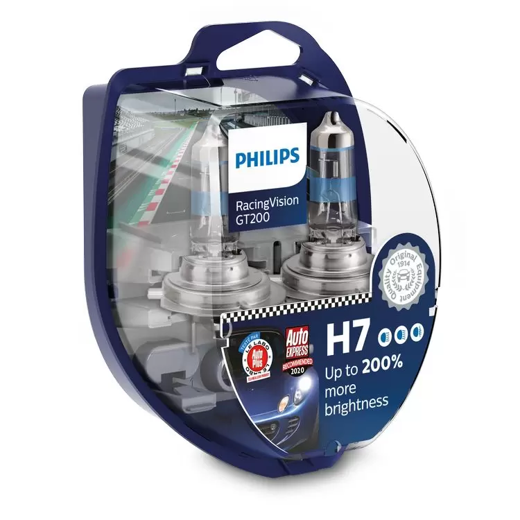 Philips H7 RacingVision GT200 Headlight Bulb, 60/55W, 3500K, 12V