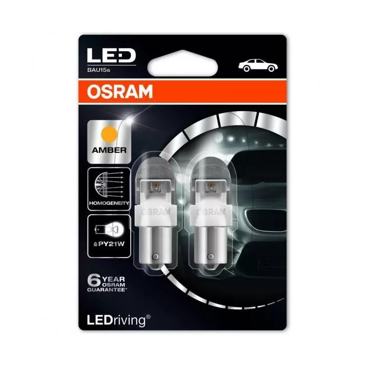 OSRAM LEDriving Amber PY21W Indicator Bulbs (Twin)