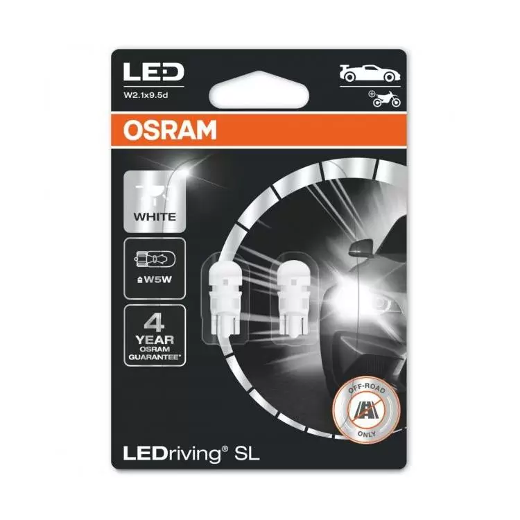 OSRAM LEDriving SL LED W5W 6000K Cool White, Twin Car Sidelight Bulbs