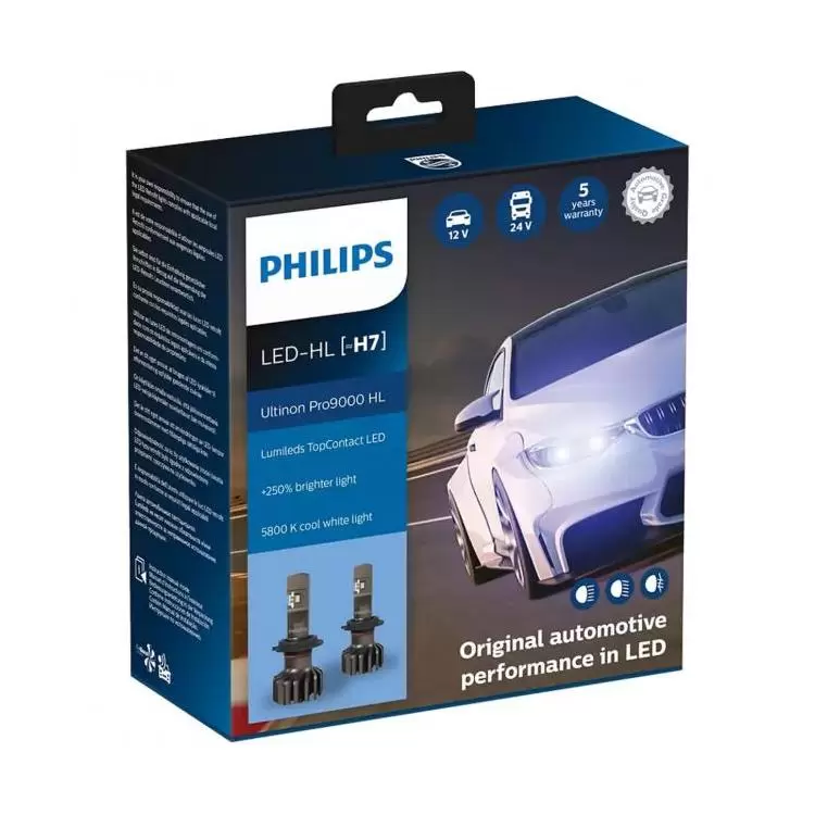 Philips Ultinon Pro9000 LED H7, Twin Headlight Bulbs